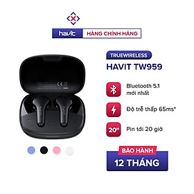 Tai Nghe True Wireless Havit TW959, Bluetooth 5.1, Độ Trễ Tới 0.065s, Kháng Nước IPX4, Pin Tới 20H - Hàng Chính Hãng