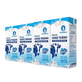 Sữa tươi tiệt trùng Lothamilk ít đường 110ml lốc 4 hộp