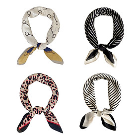 4Pcs/Set Hair Scarf Fashion Floral Print Scrunchies Solid Long Hair Ribbon For Women Ponytail Scarf Sweet Hair Band Hair