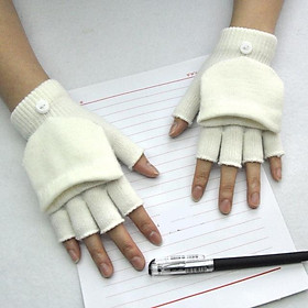 Unisex len dệt kim không có ngón tay lật găng tay mùa đông ngón tay ấm áp cảm ứng miễn phí màn hình găng tay đàn ông phụ nữ tiếp xúc với ngón tay găng tay găng tay Color: Type B - Grey