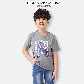 Áo thun bé trai BIGFOX - MISS MEOW size đại, áo cho bé chất cotton phong cách Âu Mỹ in Xe máy SUPER MOTO 11 - 40 kg QATE