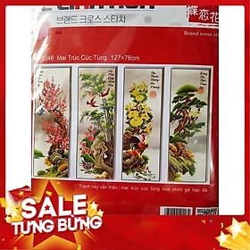 Tranh thêu chữ thập tứ quý xuân hạ thu đông 223046-127x78cm