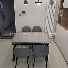 Bộ bàn ăn thông minh mặt đá phiến Ceramic kéo dài 2 đầu kết hợp ghế Nordic