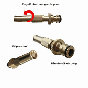 Đầu vòi xịt KG98 tăng áp lực nước đa năng mini bằng đồng, vòi rửa xe, rửa sân, tưới cây, làm vườn - Hàng chính hãng