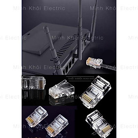 Hạt Mạng RJ45 combo 100c xuyên thấu, đầu bấm mạng,hạt mang nhựa chống nhiễu