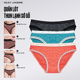Bộ 3 quần lót nữ thun lụa sớ gỗ CD viền ren Miley Lingerie