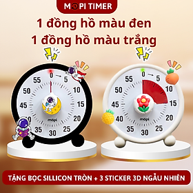 Đồng hồ Pomodoro học bài tập trung, Mopi timer MP038 quản lý thời gian trẻ em, đồng hồ hẹn giờ mini đa năng - Combo ĐH trắng  đen