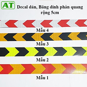 Decal Dán, Băng Dính Phản Quang Cảnh Báo An Toàn Dán Ô Tô Xe Hơi Rộng 5cm Dài 1m