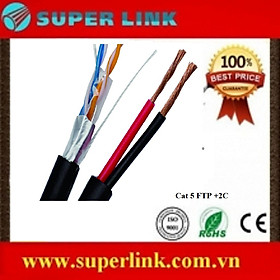 Cáp mạng kèm dây nguồn Superlink Cat 5 FTP +2C - Hàng chính hãng