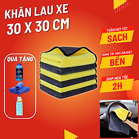 Khăn lau xe ô tô - Kích thước 30x30 cm - Màu ngẫu nhiên - Khăn lau đa năng siêu thấm hút, tiện lợi