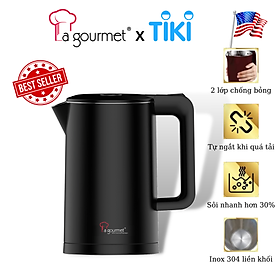 Mua Ấm siêu tốc không vi nhựa cao cấp La gourmet D2818 1.7L Đen 359629 (2 lớp chổng bỏng  bảo hành 1 năm)