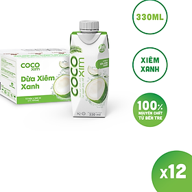 THÙNG 12 Hộp Nước dừa đóng hộp Cocoxim Xanh dung tích 330ml Hộp