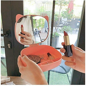Mua Hộp Đựng Mỹ Phẩm Đồ Trang Điểm Mini Có Gương Tiện Lợi