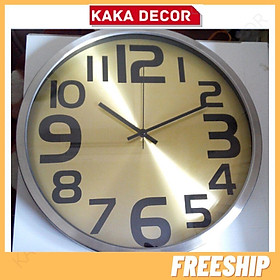 Đồng hồ treo tường đẹp, đồng hồ trang trí treo tường kim trôi mẫu mới viền kim loại sang trọng hiện đại KaKa Decor