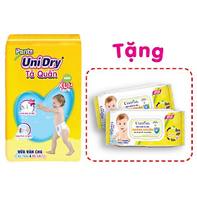 Tã quần UniDry G1 XL34 tặng 1 gói khăn ướt UniFresh Vitamin E