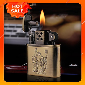 Vỏ Hột Quẹt Bật Lửa Xăng Đá Độc Lạ Dolphin HY676 Khắc Quan Vũ Đẹp Độc Lạ - Dùng Xăng Bấc Đá Cao Cấp