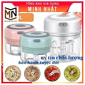 Mua Mẫu MớiMáy Xay Tỏi Ớt Xay thịt Xay Đồ Ăn Dặm Cho Bé Đa Năng Mini Cầm Tay Sạc Điện Cổng USB 100ml 250ml Combo 2 in 1