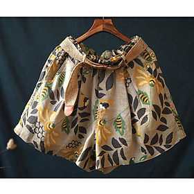 Quần Short Lanh Ống Rộng Họa Tiết Hoa Retro Thời Trang Cho Nữ