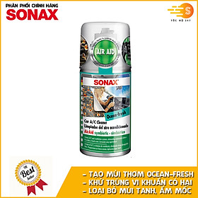 Chai xịt khử mùi và khử trùng máy lạnh mùi Ocean-Fresh Sonax 323600 100ml - làm sạch bầu không khí trong xe, bảo vệ sức khỏe, loại bỏ vi khuẩn gây hại