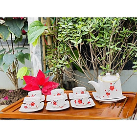 Mua Bộ ấm vuông hoa đào