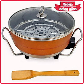 Mua Nồi Lẩu Kiêm Chảo Điện Đa Năng Modosa Họa Tiết Cao Cấp Tặng Kèm 1 Bộ Đũa Chống Mốc Hàn Quốc - Hàng Chính Hãng
