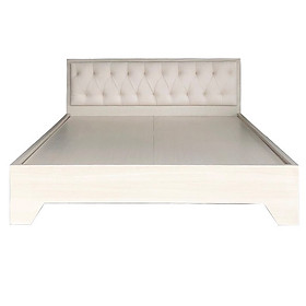 Mua Giường Ngủ Gỗ MDF Phủ Melamine Bọc Nệm Kem Chân Cao Màu Vân Lim HK 240
