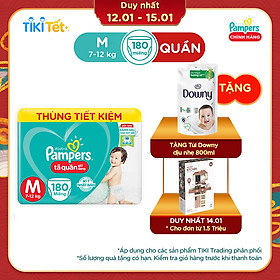 Tã quần Giữ dáng Pampers Megabox thùng tiết kiệm M180 - Tặng 1 túi Downy Dịu nhẹ 800ml