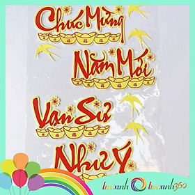 Bộ chữ Chúc Mừng Năm Mới thỏi vàng và chim én