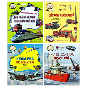 Bộ Sách Bộ Sưu Tập Phương Tiện Giao Thông Kì Thú Và Nhiều Đề Can Hấp Dẫn: Khám Phá Máy Bay Tập 1 + Những Con Tàu Tuyệt Vời + Tàu Hỏa Và Xe Buýt Trên Khắp Thế Giới + Các Loại Xe Cứu Hỏa ( Bộ 4 Cuốn)