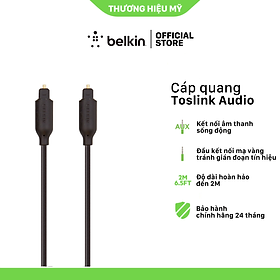 Cáp quang Digital Toslink Audio Belkin đầu mạ vàng, 2 mét - Hàng Chính Hãng - 3Y093bt2M