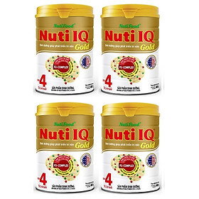 Bộ 4 Lon Sữa Bột Nutifood Nuti IQ Gold Step 4 (900g) – DD giúp phát triển trí não (Cho bé 2-6 tuổi)