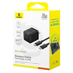 Mua Bộ sạc nhanh nhỏ gọn Baseus Palm 1C 20W Kèm cáp C to C 60w dài 1M - Hàng chính hãng