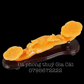 Gậy như ý đá ngọc hoàng long 40cm phong thuỷ