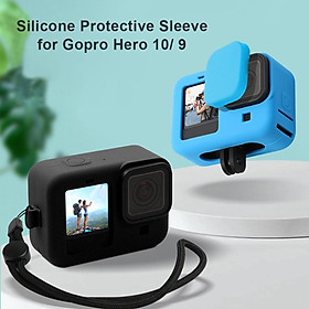 Vỏ silicon mềm cho GoPro Hero 10 9 Vỏ bảo vệ màu đen Vỏ hộp có dây buộc cho Phụ kiện Go Pro Hero 9 10 Màu sắc: Đen