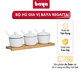 Mua Bộ Hũ Sứ Đựng Gia Vị BAYA REGATTA Màu Trắng Tráng Men Xanh Cao Cấp Kèm Khay Đựng Phong Cách Hiện Đại 1075472