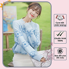 Hàng Quảng Châu - Áo len noel bông tuyết xanh dành cho nữ siêu cute - DL35245