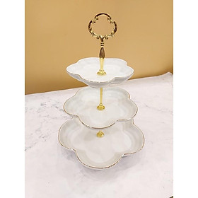 Khay Sứ 3 Tầng Đựng Bánh Kẹo, Hoa Quả 