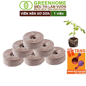 Viên Nén Xơ Dừa Greenhome, Ươm Hạt Giống, Ươm Cây Con Tiện Lợi, Đầy Đủ Dinh Dưỡng, Cây Phát Triển Nhanh - 1 VIÊN NÉN XƠ DỪA