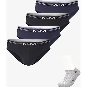 Combo 4 Quần Sịp Nam Quần Lót Nam Sợi Cotton Cao Cấp MRM FASHION Mix 2 Màu TẶNG Đôi Tất Nam Cao Cấp
