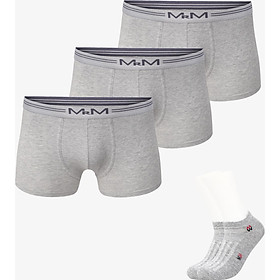 Combo 3 Quần Lót Nam Quần Sịp Đùi Sợi Cotton Cao Cấp MRM FASHION 1 màu TẶNG Đôi Tất Nam Cao Cấp