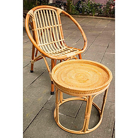 Mua Combo Bộ bàn ghế mây tre HOME MÂY đan cao câp  bàn mặt gỗ nguyên khối chân sắt chắc chắn