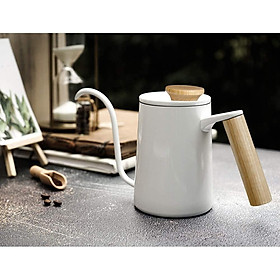 Mua ẤM RÓT NƯỚC CỔ NGỖNG TAY GỖ JIMISI GOOSENECK KETTLE WHITE – 600ML