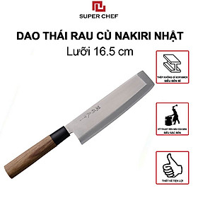 Dao Thái Rau Củ Quả Cán Gỗ Chính Hãng Super Chef Chuẩn Dao Nakiri Nhật Cao Cấp Siêu Sắc Bén, Lâu Cùng Bằng Thép Không Gỉ, Không Ăn Mòn An Toàn Sức Khỏe, Siêu Tiện Lợi ( Lưỡi dài 16.5cm)