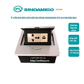 Hộp ổ cắm điện âm bàn Sinoamigo STS-201JXB màu bạc, thiết kế đa năng, nhỏ gọn - Hàng nhập khẩu chính hãng
