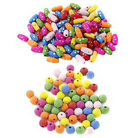 200 Pieces Assorted Color Wooden Barrel Round Loose Beads for DIY Bracelet Necklace Jewelry Making Beading