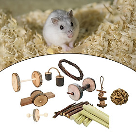 Wooden Hamster Chew Toy Hamster Rabbit Guinea Pig Toy Accessories Set