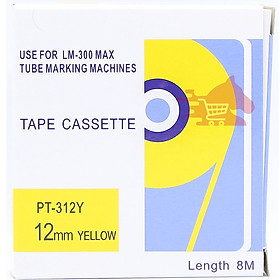 Mua Băng in nhãn Max LM-TP312Y  khổ rộng 12mm  dài 8m/cái  màu vàng  dùng cho máy in ống lồng đầu cốt Max LM-370E  LM-380E  LM-380A  LM-390A