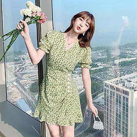 Váy Hoa Nhí, Đầm Nữ Eo Đính Chất Voan Mềm Phong Cách Hàn Quốc Siêu Hot VN03