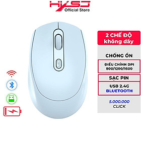 Hình ảnh Chuột không dây Bluetooth HXSJ M100B chống ồn, DPI 1600, chế độ kép wireless usb 2.4Ghz & bluetooth - HÀNG CHÍNH HÃNG