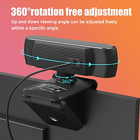 HXSJ S2 USB Webcam 2.5K FHD PC 5MP Webcam with AF Light Correction and Dual Mics for Video, Teaching with Privacy Cover